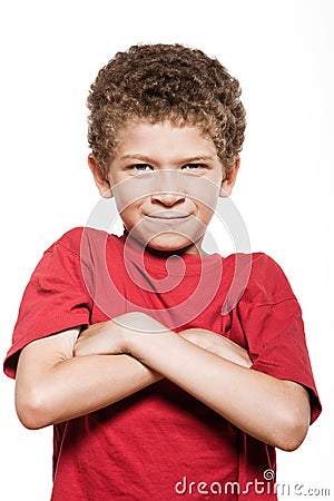 Little boy portrait frown sulk Stock Photo