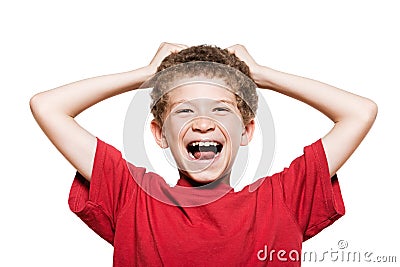 Little boy portrait laughing Stock Photo