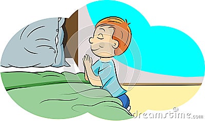 Little boy praying Vector Illustration