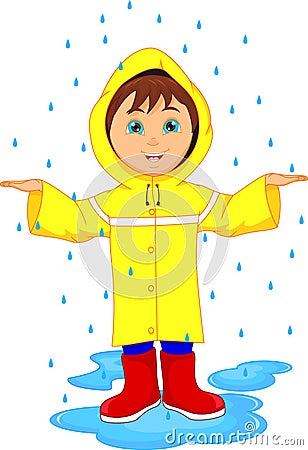 Little boy in raincoat Vector Illustration