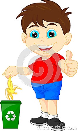 Little boy recycling organic waste Vector Illustration