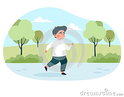 Little boy running concept Vector Illustration