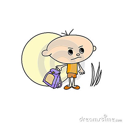 Little boy with school backpack Vector Illustration