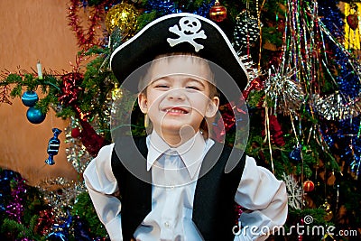 Little boy in the suit of pirate Stock Photo