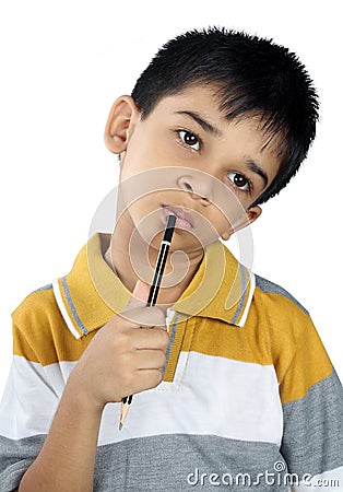 Little boy thinking Stock Photo