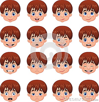 Little boy various face expressions Vector Illustration