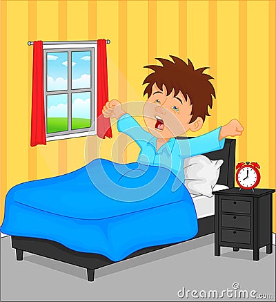 Little boy wake up in the morning Vector Illustration