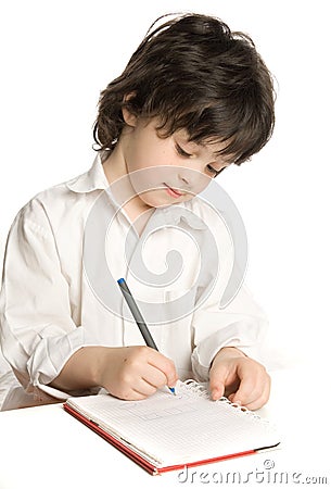 The little boy which drawing Stock Photo