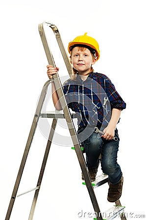 Little boy with wrench tool Stock Photo