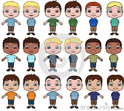 Little Boys Vector Illustration