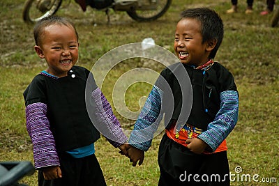 Little boys laughing during Love Market festival Editorial Stock Photo