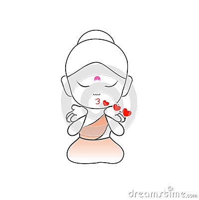 Little Buddha blowing kisses Vector Illustration