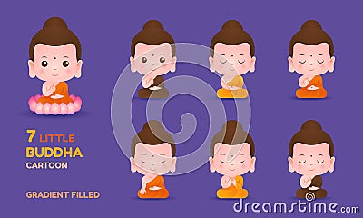 Little buddha cartoon vector set Vector Illustration