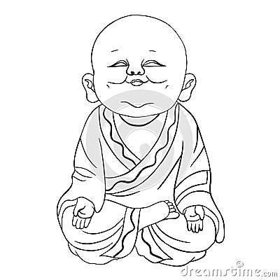 little Buddha rejoices and meditates Stock Photo