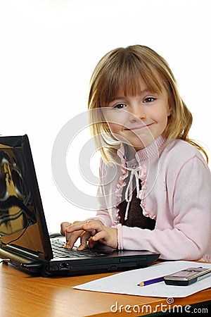 Little business girl with a notebook Stock Photo