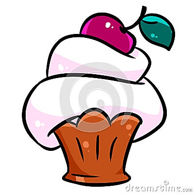 Little cake cherry cooking food cartoon illustration Cartoon Illustration