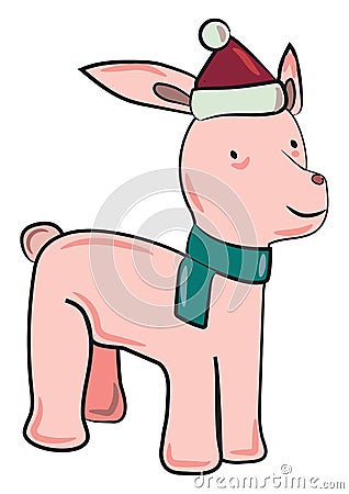 Little calf in festive costume vector or color illustration Vector Illustration