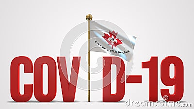 Little Canada Minnesota realistic 3D flag and Covid-19 illustration. Cartoon Illustration