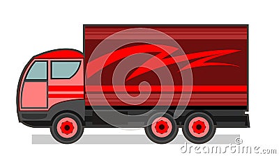 Little car truck. Set. Vector. Cartoon. A small truck for transporting goods. Cargo services. Auto freight.Delivery consignment. Vector Illustration