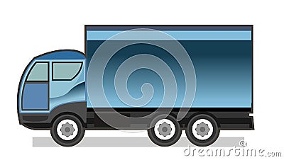 Little car truck. Vector. Cartoon. Flat. A small truck for transporting goods. Cargo services. Auto freight.Delivery consignment. Vector Illustration