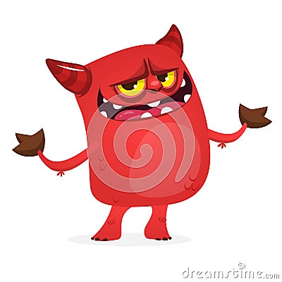 Little cartoon devil. Halloween devil caracter illustration. Vector Illustration