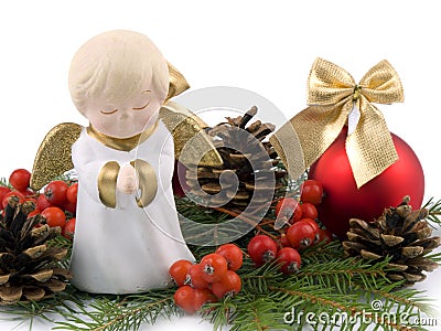 Little ceramic angel - Christmas decoration Stock Photo