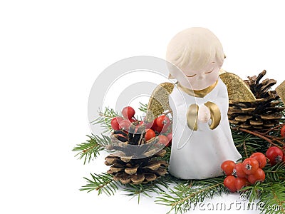 Little ceramic angel - Christmas decoration Stock Photo
