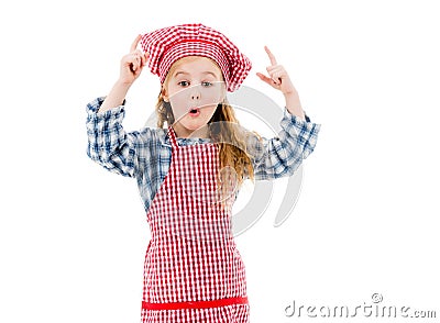 Little chef girl emotions isolted on white background Stock Photo