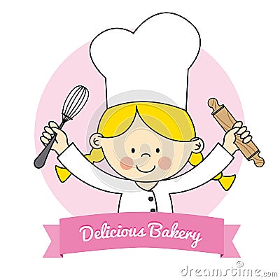 Little chef girl Vector Illustration