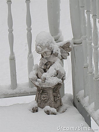 A little cherub can get cold too! Stock Photo