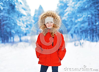 Little child outdoors in winter Stock Photo