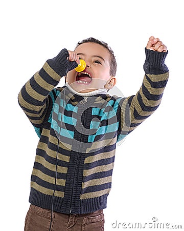 Little Child Singing Loudly Stock Photo