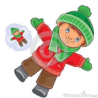 Little child wallow in the snow Vector Illustration