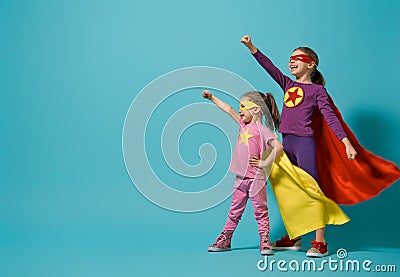 Children playing superhero Stock Photo