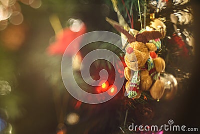 Little Christmas felt bear Stock Photo