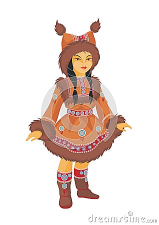 Little Chukchi girl Vector Illustration