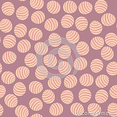 Little circle ornament seamless doodle pattern. Pastel tone geometric print with strippes figures Cartoon Illustration