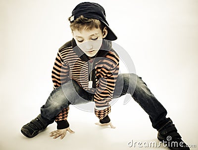 Little cool hip-hop boy in dance. Stock Photo