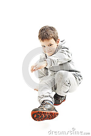 Little cool hip-hop boy in dance Stock Photo