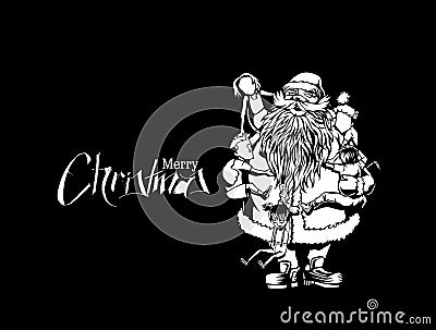 Little cute boy and girls hugging Santa Claus - Christmas Scene Vector Illustration