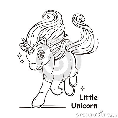 Little cute cartoon fantasy unicorn Cartoon Illustration