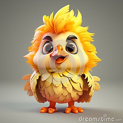 Little Cute Chicken 3d Character For Games Stock Photo
