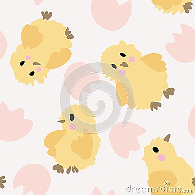 Little cute chicks seamless vector pattern. Vector Illustration