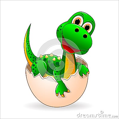 Little cute dinosaur Vector Illustration