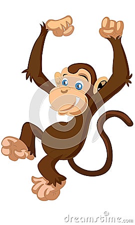 Little cute funny cartoon brown monkey vector Cartoon Illustration