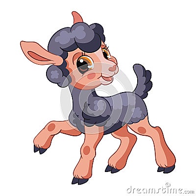 Little cute funny character black lamb vector Vector Illustration