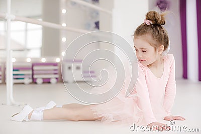 Little cute girl in class in ballet studio Stock Photo