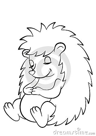 Little Cute Hedgehog Sits And Sleeps. Stock Vector - Image: 68824086