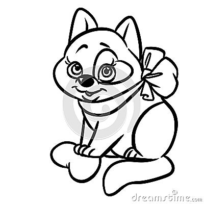 Little cute kitten postcard valentine love coloring page cartoon illustration Cartoon Illustration