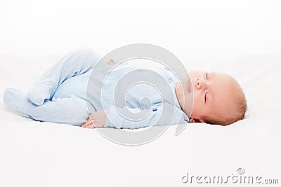 Little cute newborn baby child sleeping Stock Photo